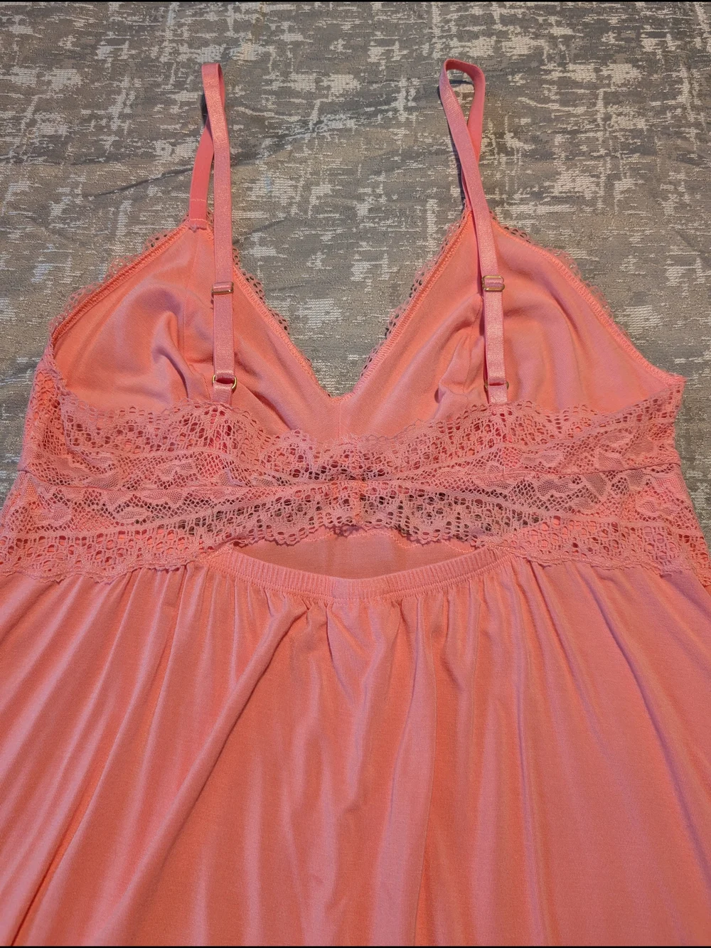 Soma Coral Cool Nights Lace-Trimmed Chemise with Matching Vanishing Edge Panty